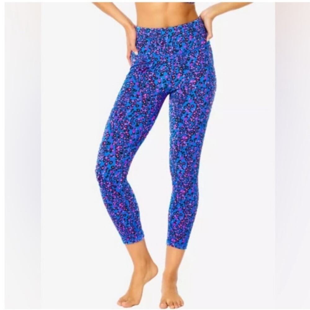Lilly Pulitzer Luxletic Weekender Leggings Blue Flare Growl and Prowl Print XS